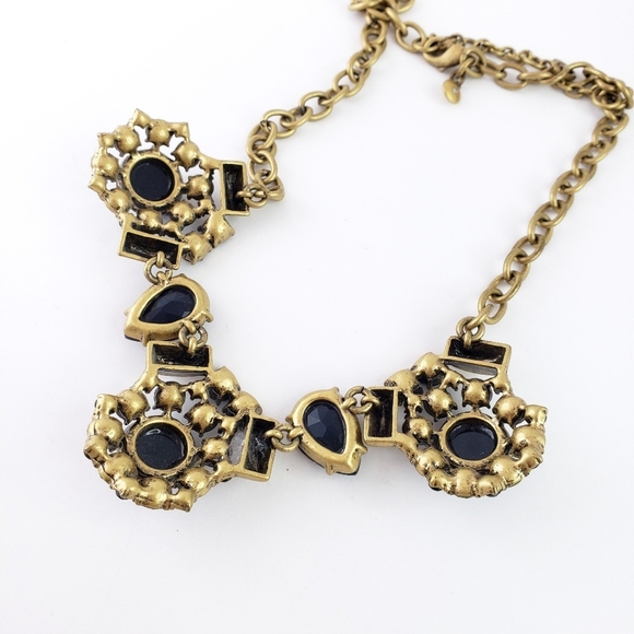 J. Crew Necklace Dark Blue + Brilliant Rhinestones - Picture 3 of 7